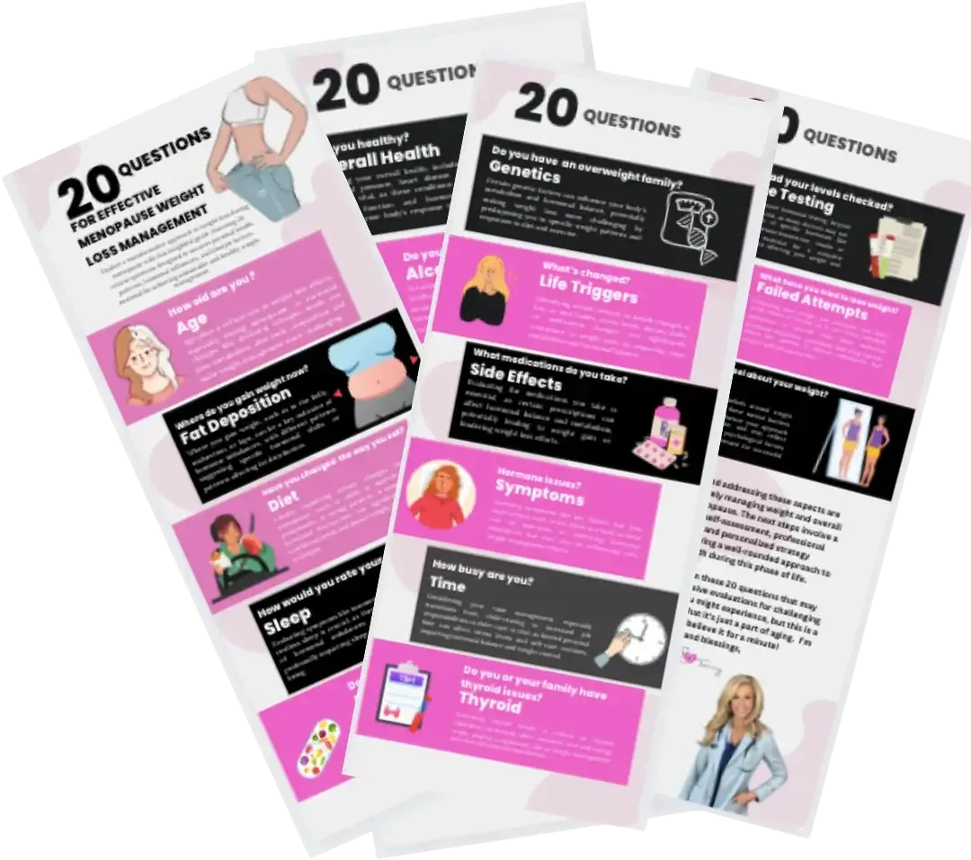 20 Essential Questions for Weight Loss During Menopause guide by Dr. Tammy