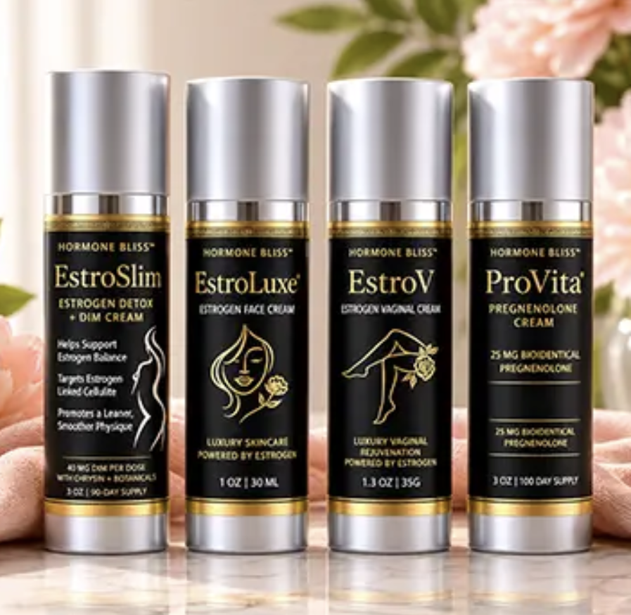 Hormone Bliss specialty cream lineup: EstroSlim, EstroLuxe, EstroV and ProVita