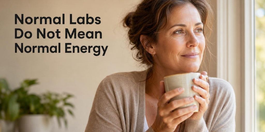 A thoughtful woman looking toward morning light while holding a warm mug.