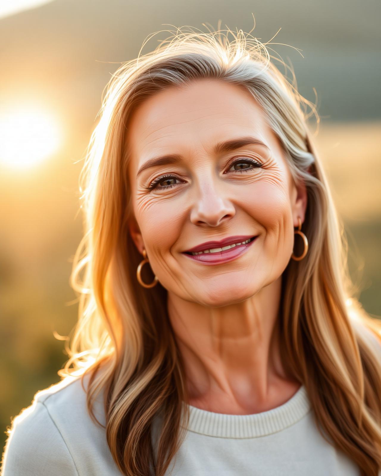 Radiant, vibrant woman in warm morning light